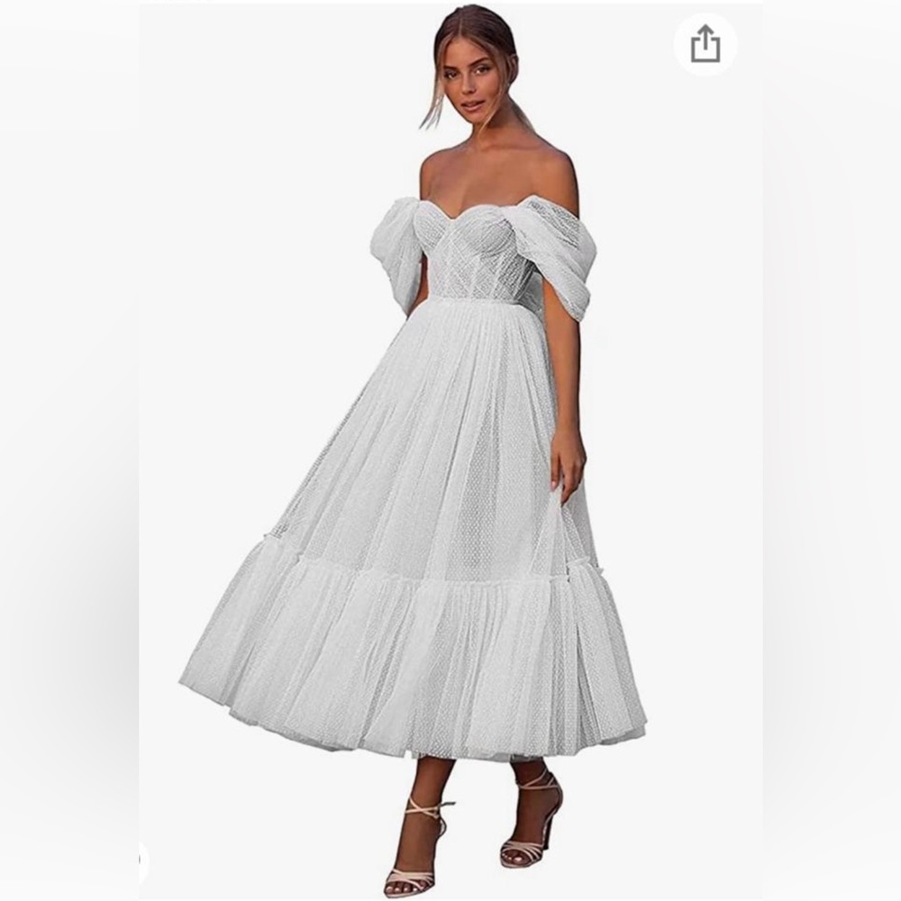 Women's Off Shoulder Prom Dress Puffy Sleeves